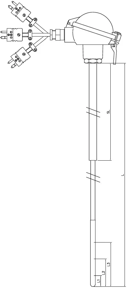 Triplex thermocouple drawing